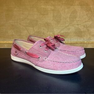 Sperry STS84343 Top Sider Shoes Red Sparkle Fabric Tie Women’s 8.5